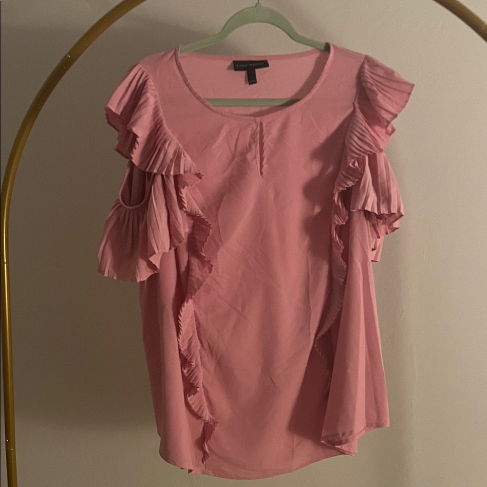 Lane Bryant Pink Ruffle Blouse
